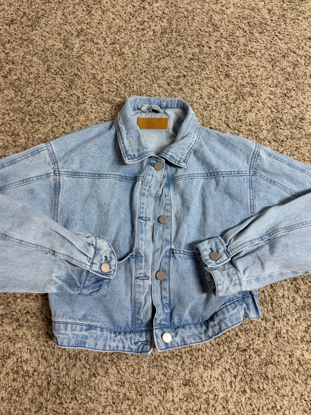 Blank NYC Light Blue Cropped Denim Jacket